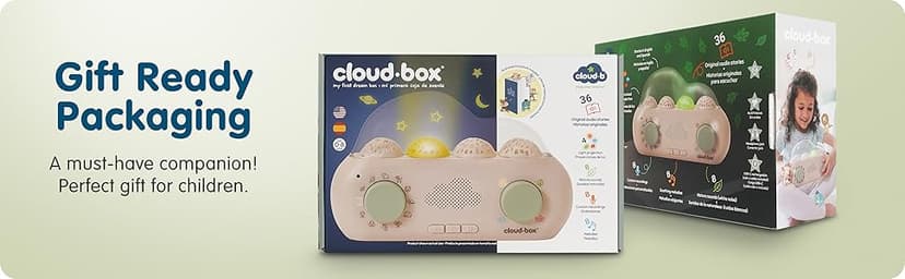 Cloudb Cloudbox Storytime Audio Story Books Toy Gift for Toddlers Kids Girls Boys | English/Spanish Voice Record Storyteller | 36 Stories, 8 Melodies, Star Projector Night Light White Noise Dreambox