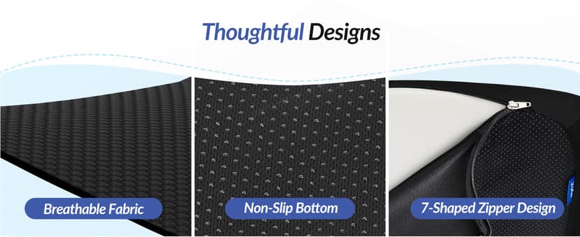 ZIKEE Pioneering Seat Cushion for Pressure Relief, Ergonomic Office Chair Cushion for Sciatica, Back, Hemorrhoids & Tailbone Pain Relief, High-Density Memory Foam Car Seat Cushion with Anti-Slip Base