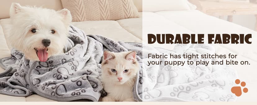 1 Pack 3 Blankets Super Soft Fluffy Premium Fleece Pet Blanket Flannel Throw for Dog Puppy Cat Paw Brown/Pink/White Small(23x16 inch)