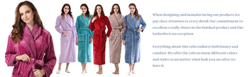 Richie House Women's Plush Soft Warm Fleece Bathrobe Robe RH1591