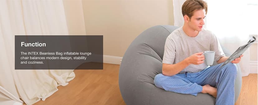 Intex 6 Pack Inflatable Beanless Bag Chair, Portable Blowup Lounge Seating, Gray