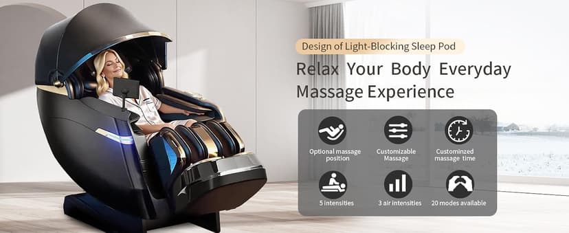 Full Body Zero Gravity Massage Chair, 51'' SL Track with 3 Levels Zero Gravity & Body Scan, 20 Auto Massage Programs, 3D Shiatsu Deep Tissue Massage, Foot Rollers, Airbag, Heating, Yoga Stretch