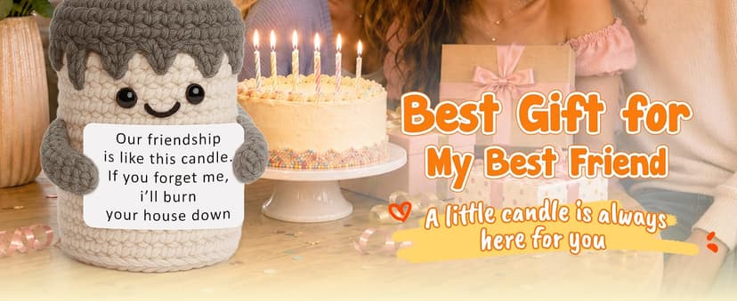 YUEYUQIU Funny Best Friend Birthday Gifts for Women Men, Handmade Crochet Candle Decor, Sarcastic Friendship Presents for Bestie Sister, Cute Birthday Christmas Gag Gift, Dark Humor Desk Accessories B0GHDZ4BJM