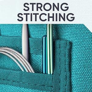 CRAFTISS Knitting Bag Yarn Storage - Christmas Gift - Durable Canvas Yarn Holder for Crochet Accessories - Organizer Crochet Bag with Knitting Accessories Case (Turquoise)