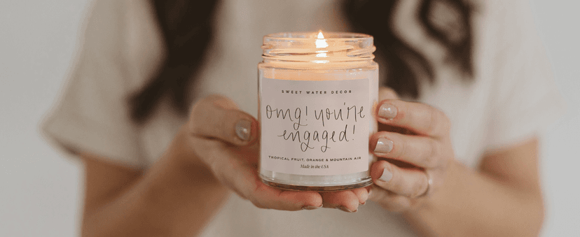 Sweet Water Decor OMG! You're Engaged Candle - Engagement Candle Gift for Bride - Bridal Shower Gift for Her - 9oz Clear Jar, 40 Hour Burn Time, Made in the USA