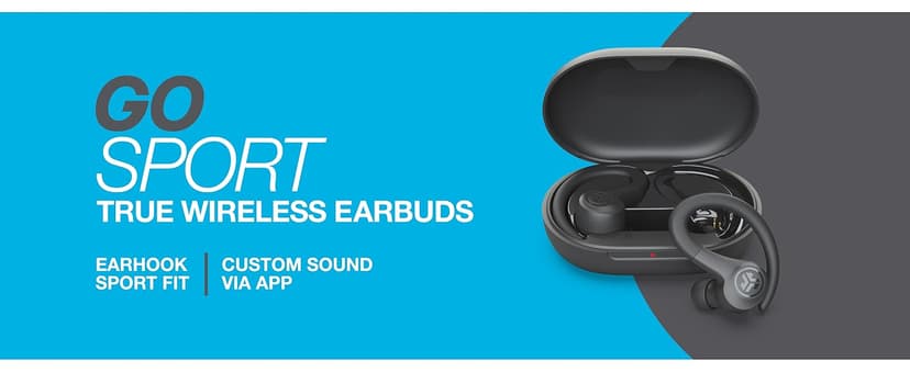 JLab Go Sport+ Wireless Workout Earbuds Featuring C3 Clear Calling, Secure Earhook Sport Design, 35+ Hour Bluetooth Playtime, and 3 EQ Sound Settings (Graphite)