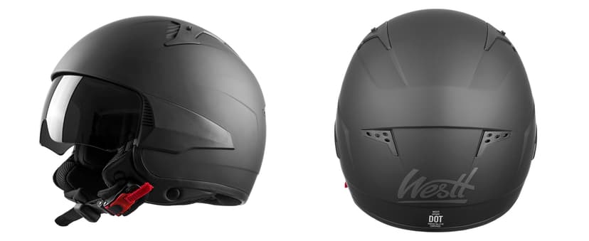 Westt Open Face Motorcycle Helmet, 3/4 Motorcycle Helmet DOT Approved, Lightweight Moped Helmet with Built-in Sun Visor, Quick Release Strap, Removable Washable Liner, Scooter Helmet for Adults