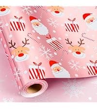 Burymento Pink Wrapping Paper Roll, Metallic Holographic Star Gift Wrap for Birthday, Valentines, Mothers day, Graduation, Wedding, Fathers day, Baby Shower, Christmas (17 IN x 32.8 FT) B0D9NFKFFC