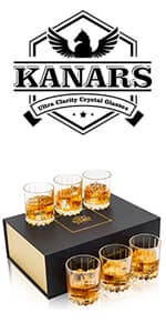 KANARS Old Fashioned Whiskey Glasses with Luxury Box - 10 Oz Rocks Barware For Scotch, Bourbon, Liquor and Cocktail Drinks - Set of 4 - Men Gift