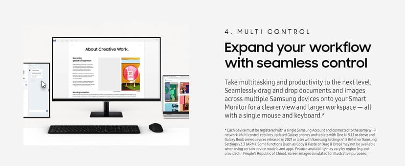 Samsung 32” Smart Monitor M7 (M70F) 4K UHD Display, Samsung Vision AI, Smart TV Apps, Gaming Hub, USB-C, HDMI and USB-A, Black, LS32FM702UNXZA, 2025