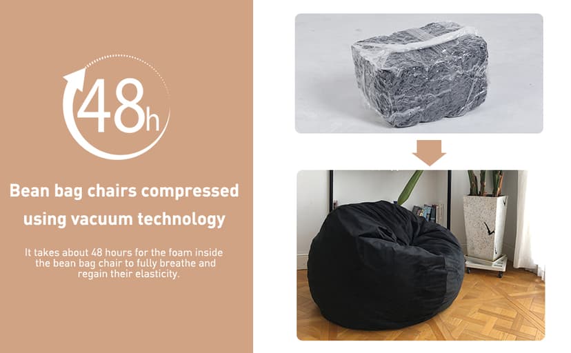 YuppieLife Large Foam Filled Bean Bag Chairs for Kids Teenagers Adults Living Room Gaming Relaxing 4F Machine Washable Lazy Sofa(Dark Grey