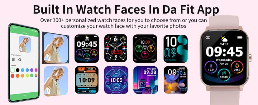 Smart Watch, Smartwatches for Men Women, 1.85" HD Fitness Tracker (Answer/Make Calls), 120+ Sport Modes, Heart Rate/Sleep Monitor, IP68 Waterproof Fitness Watch, Smartwatch for Android iOS (Pink)