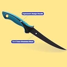 KNINE OUTDOORS Fish Fillet Knife Set Curved Flex 7 inch 9 inch Filet Knife for Filleting and Boning, Non-Slip Handles, Includes Fishing Braid Line Scissors, Fish Dressing Scissors, Filleting Pad