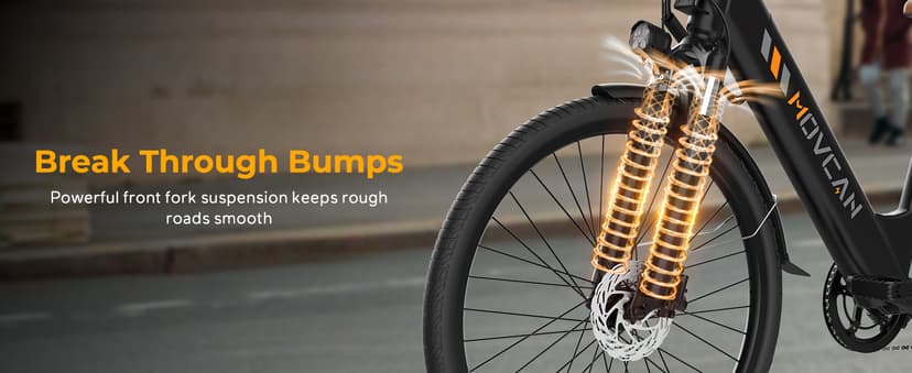 Movcan V80 Electric Bike, 1000W Motor 28MPH 26'' City Cruiser Ebike for Adults, 48V 13Ah Removable Battery Up to 70 Miles, 7-Speed Dual Disc Brake, Mountain E-Bike for Commuting