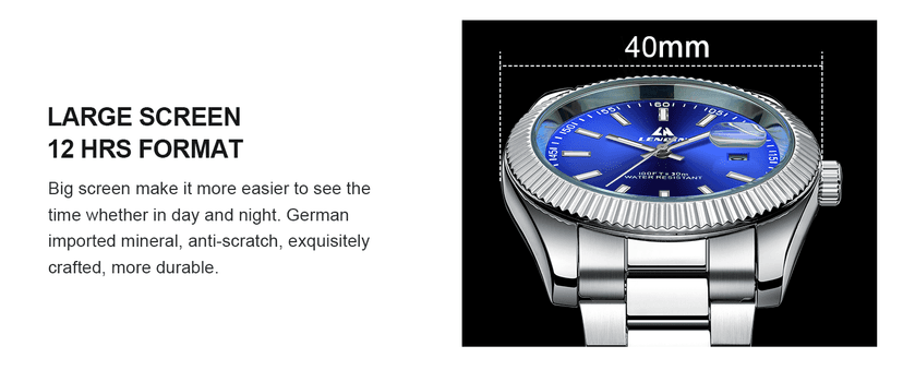 LN LENQIN Mens Watches Waterproof Stainless Steel Watch for Men Analog Quartz Fashion Business Designer Wristwatch