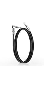 GOGHOST 3 Inch Guitar Patch Cables 6 Pack, 1/4" TS Right Angle Effect Pedal Flat Cables, Pedal Board Patch Cables, Black