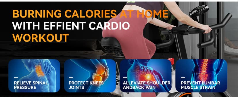 POOBOO Exercise Bike, Stationary Bike for Home Gym, Indoor Cycling Bike w/Comfortable Seat Cushion & Tablet Mount, Silent Belt Drive Indoor Bike for Cardio Workout