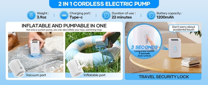 Saker Vacuum Storage Bags with Electric Pump, Space Bags Vacuum Storage Bags, 2-in-1 Pumping and Inflation, 15 Pack (3 Jumbo,3 Large,3 Medium,3 Small,3 Roll Up Bags) for Clothes, Bedding, Travel