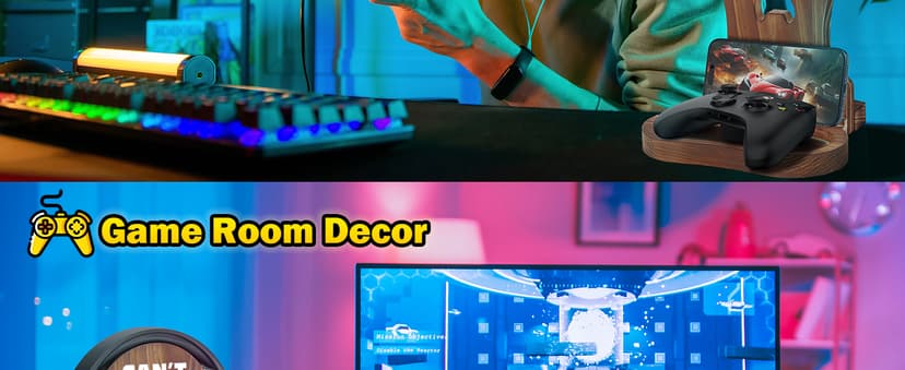 Slothoem-Gamer Gifts for Men Teenage Boy, Gamer Room Decor for Brother, Gaming Gifts for Son, Boyfriend, Husband, Gamer Room Accessories Stuff, Wooden Headset Stand - Can't Hear You I'm Gaming