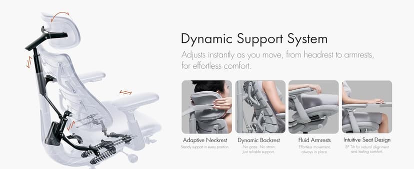LiberNovo Dynamic Ergonomic Desk Chair + StepSync Footrest Bundle - Comfy Home Office Chair with Adaptive Lumbar Support, 160° Recline & Built-in Spine Stretch, Black+48cm