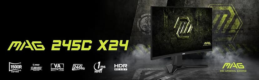 msi MAG 245C X24 24-inch 1920 x 1080 (FHD) Gaming Monitor, 240Hz, FreeSync Premium, HDR Ready, HDMI, VGA Port, VESA Mountable, Tilt, 4-Side Slim Bezel, 1ms, Black
