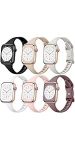 Lerobo Thin Slim Bands Compatible with Apple Watch 40mm 38mm 44mm 45mm 46mm 42mm 41mm 49mm SE iWatch Bands Ultra 3 2 1 Series 11 10 9 8 7 6 5 4 3 2 1 for Women Men, Soft Narrow Sport Strap Wristband
