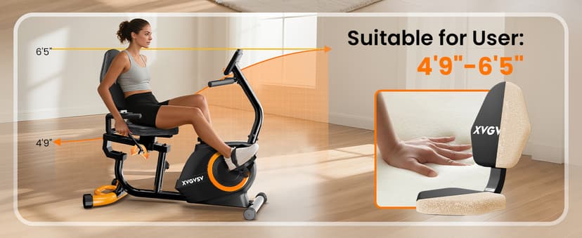 Recumbent Exercise Bike for Home Use, Quiet Recumbent Stationary Bikes for Adults & Seniors, 16-Level Resistance, Adjustable Seat, Supports 400LB, Pulse Sensors & LCD Display