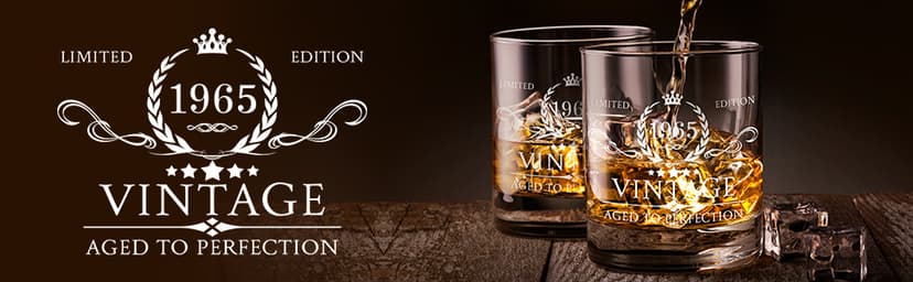 AOZITA 60th Birthday Gifts for Men - 60th Birthday Decorations for Men, Party Supplies - 60th Anniversary, Bday Gifts Ideas for Him, Dad, Husband, Friends - 11oz Whiskey Glass