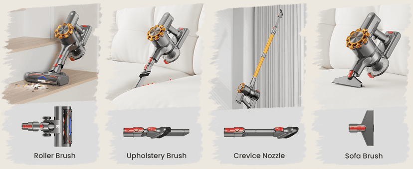 Cordless Vacuum Cleaner, 500W/45Kpa Vacuum Cleaners for Home with LED Display, 8 in 1 Lightweight Stick Vacuum with 60Min Runtime, Anti-tangle, Wall Mount Charging for HardFloor/Carpet/Pet Hair