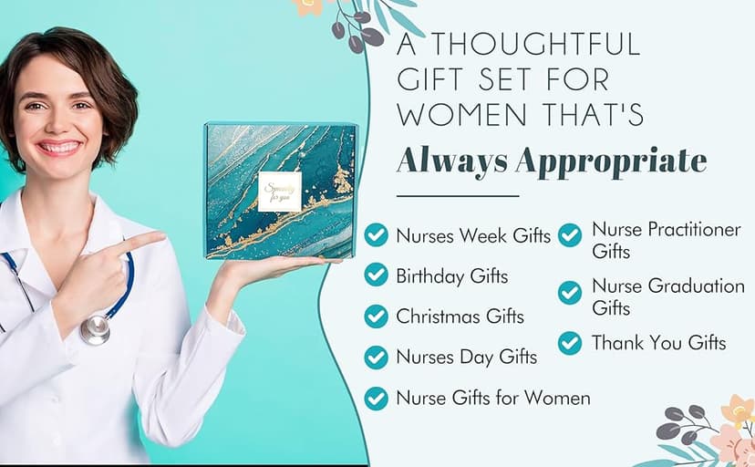 Nurse Gifts for Women, Rn Appreciation Gift Set Nurses Week Set Graduation Box Christmas Basket for Nurses Female Nursing Student with Canvas Beach Tote Bag Tumbler Keychain Teal