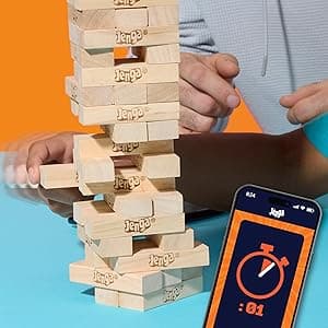 Official Hasbro Games Jenga Game | Digital Die for 6 More Ways to Play | Original Wood Block Game | Stacking Tower | Ages 6+ | 1+ Players | Party Games