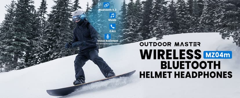 OutdoorMaster Update Ski Helmet Headphones, True Wireless Bluetooth with Storage Case, Drop-in HD Speaker Chip Compatible with Audio Ready Snowboard Helmets with Built-in Mic - Navy Blue