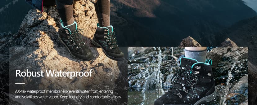 R CORD Hiking Boots Women Waterproof Ankle Support Womens Hiking Boots Backpacking Boots Breathable Non-slip Durable Boots for Outdoors