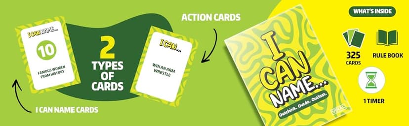 I Can Name... | Fast-Paced Family Party Game of Bidding & Brainpower | Hilarious Card Game Night, Party Game for Teens, and Adults, for Groups and Gatherings | 325 Fun Challenge Cards