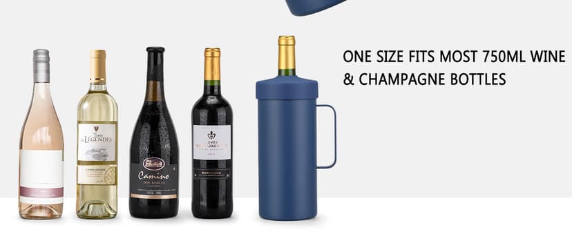 MAXSO Wine Chiller Bucket, Portable 750 ml Champagne & Wine Bottle Cooler Keep Wine & Beverages Cold, Stainless Steel Vacuum Insulated Wine Gifts for Wine Lovers - Black