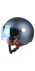 Open Face Motorcycle Helmet for Adults, DOT Approved,3/4 Retro Vespa Helmet, Dual Visors Men's and Women's Motorbike Casco for Moped Cruiser Bobber and Chopper