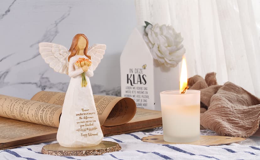 Retirement Gifts for Women, Happy Retirement Party Decorations, Retired Gifts for Teachers Coworkers Nurses Friends Sisters Retirement Gift for Woman, 5.5” Resin Angel Figurine - Retirement Gifts B0DF368QNW