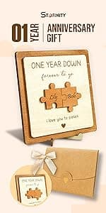 5 Year Anniversary Wooden Gifts for Him Her - 5th Anniversary Traditional Gifts for Wife Husband, 5 Year Marriage Gift for Couple, Fifth Wedding Present for Men