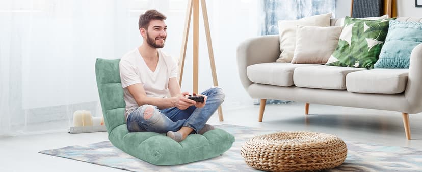 COSTWAY Floor Chair, Video Gaming Chairs with Back Support, Adjustable 14-Position, Alloy Steel Frame, Lazy Sofa Lounge Recliner for Adults Kids (Silver Grey)