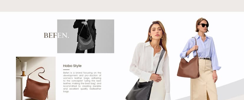 befen Genuine Leather Crossbody Hobo Purses for Women, Ladies Shoulder Bags Handbags with 2 Shoulder Straps