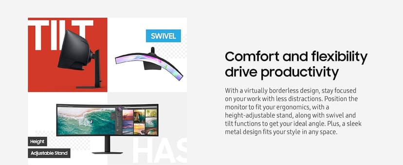 Samsung 49” Business Curved Ultrawide Dual QHD Computer Monitor, USB-C, DisplayPort, HDMI, 120Hz, VESA DisplayHDR 400, Built-in Speakers, Height Adjustable Stand, Eye Care, LS49C954UANXZA, 2024