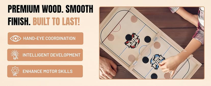 Fast Sling Puck Game - Super Winner Slingshot Puck Board Game - Sling It Shot 2 Player Hockey Table for Kids, Teen and Adults - Christmas Indoor Family Tabletop Games