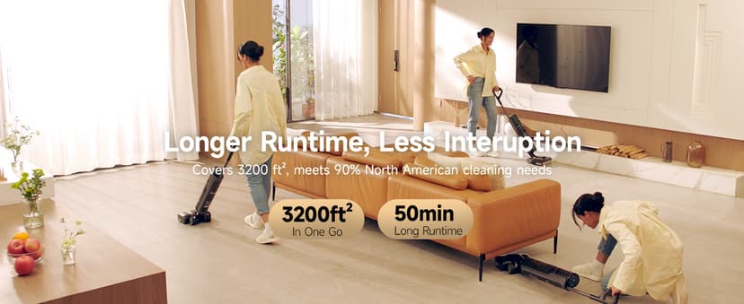 DREAME H12 Pro FlexReach Wet Dry Vacuum Cleaner, 0 Tangle Cordless Vacuum Mop All-in-One for Hard Floors, 180° Lie-Flat Floor Cleaner Machine with 194°F Hot Self-Cleaning, 50Mins Runtime