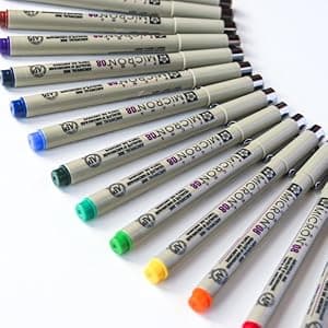 Sakura Pigma Micron, Graphic & Brush Fineline Pens, Archival Black Ink, 8 PK 30067