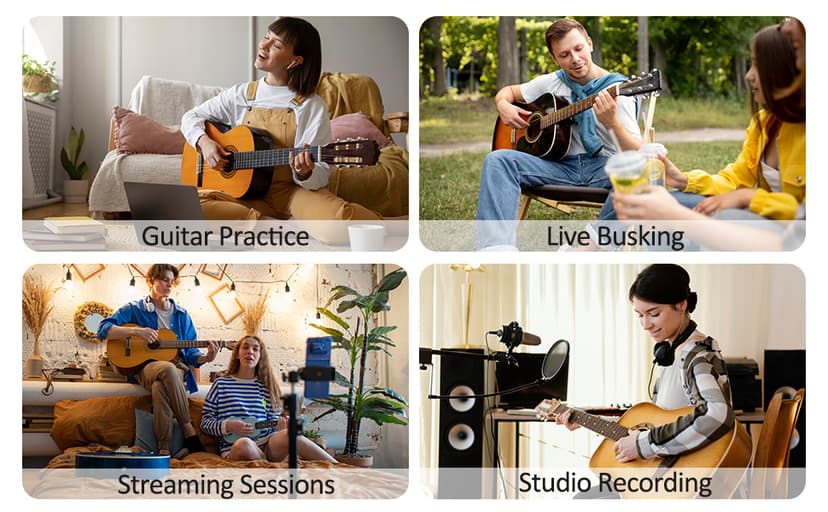 GOGHOST Clip-On Guitar Pickup for Steel-String (Not for Classical) Acoustic Guitar Pickups for 38-42 in Electric Pick Up Transducer Amplifier, Cable Length 10ft