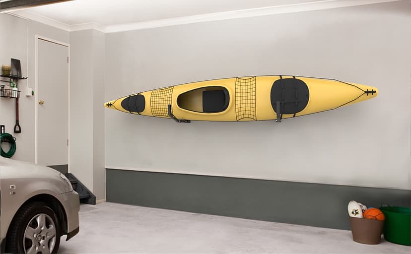 WALMANN Wall Mount Kayak Storage Rack, Kayak Hooks for Garage Wall Hangers for Kayak, Surfboard, Skiis, Snowboard, Paddle Board