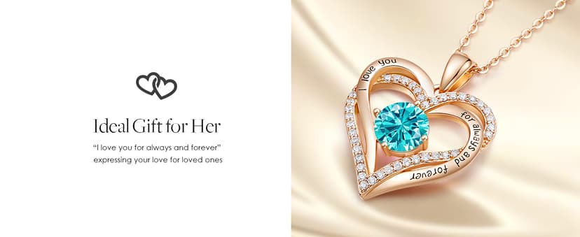 CDE Forever Love Heart Necklaces for Women, Wedding Anniversary, Birthday Mothers Day Christmas Day Gifts for Mom, Mother, Wife, friend, S925 Silver Jewelry with Birthstone Pendant