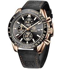 BENYAR BY BENYAR Watch for Men Analog Quartz Chronograph Waterproof Luminous Designer Mens Wrist Watches Business Work Sport Casual Dress Watch with Silicone Strap Elegant Gifts for Men