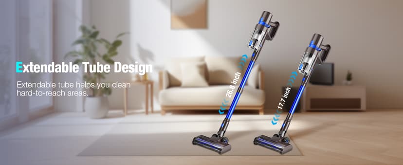 Cordless Vacuum Cleaner, 550W 45KPA 50Min Vacuum Cleaners for Home, Self-Standing Stick Vacuum with Touch Screen, 3 Power Modes, Rechargeable Battery, Handheld Vacuum for Pet Hair/Carpet/Floor