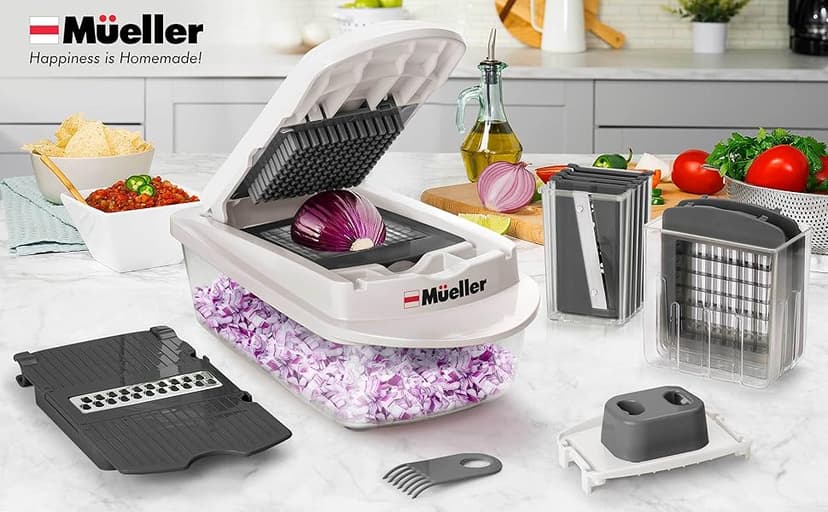 Mueller Pro-Series 10-in-1, 8 Blade Vegetable Chopper, Mandoline Slicer, Food Chopper with Container, Fruit Slicer, Kitchen Gadgets & Accessories, Home Essentials